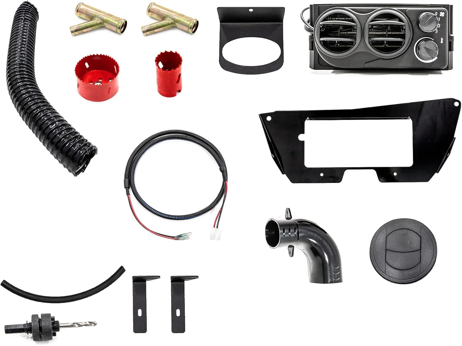 SuperATV Cab Heater for 2020+ Polaris Ranger 1000/1000 Crew | Built-In Shutoff Valve | 360 Degree Adjustable Vents | 3.4 Amps at 13.7 Volts | Includes Defrost Hoses and Vents