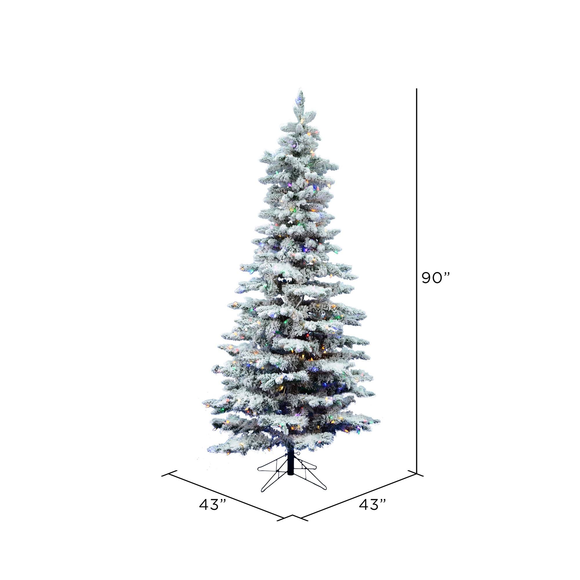 Vickerman 7.5 ft. Flocked Slim Utica Fir Multi LED Christmas Tree