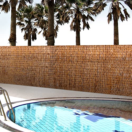 Natural Reed Fencing Rolls,5.5T X 16.4FT Reed Screen Curtain Balcony Reed Fence Bamboo Screen Fencing for Outdoor Backyard Patio（Brown）