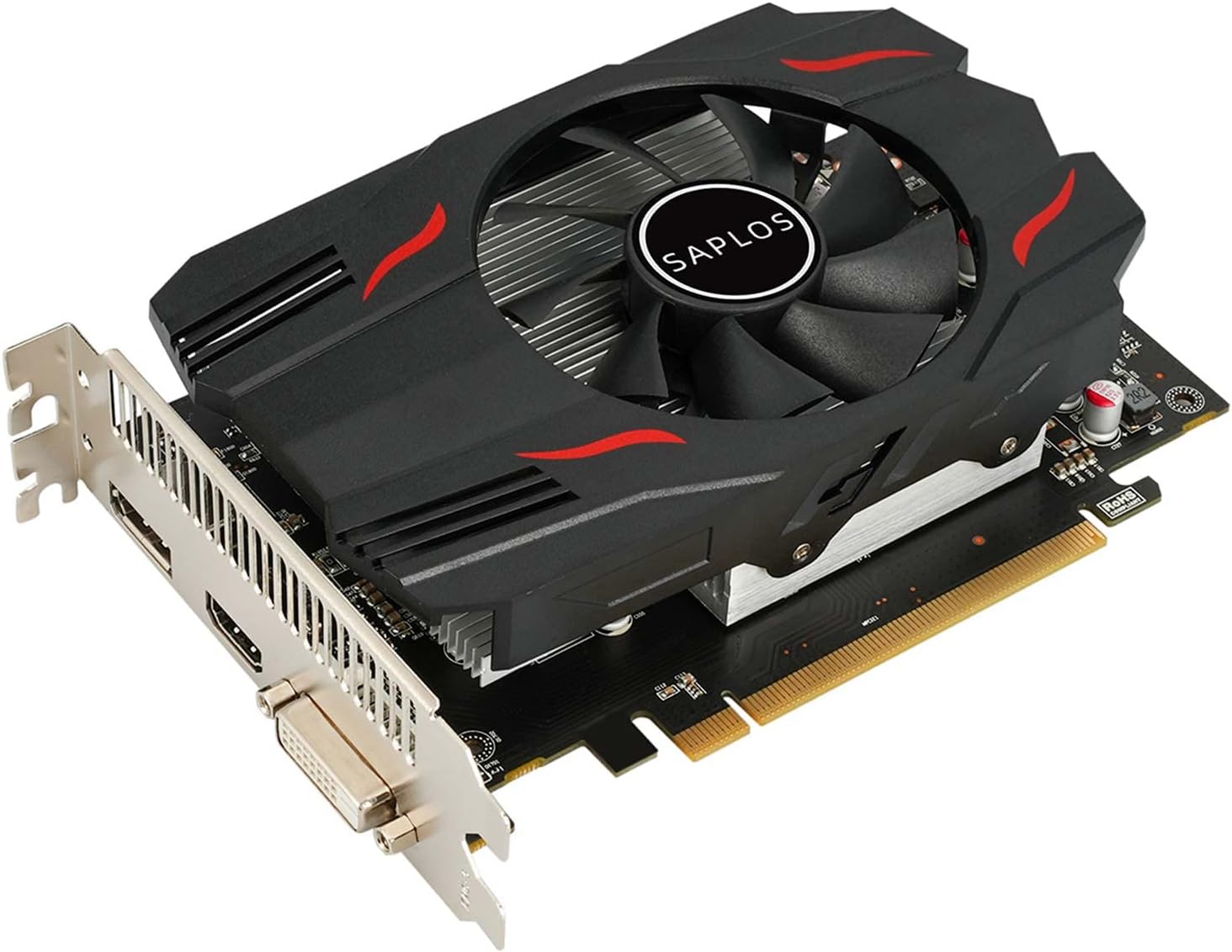 SAPLOS Radeon RX 550 Graphics Card,4GB,GDDR5,128-Bit,DP 1.4/HDMI/DVI Dual Link,PCI Express 3.0 X8,Computer GPU,Desktop Gaming Video Card for PC,DirectX 12,Single Fan
