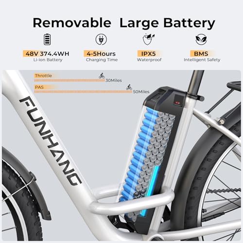 Electric Bike for Adults, 1000W Peak Ebike, 21.7MPH 50Miles City Cruiser Ebikes, 26" Step Thru Electric Bicycle with 48V Removable Battery, Adjustable Stem, Rear Rack, Front Suspension,7 Speed