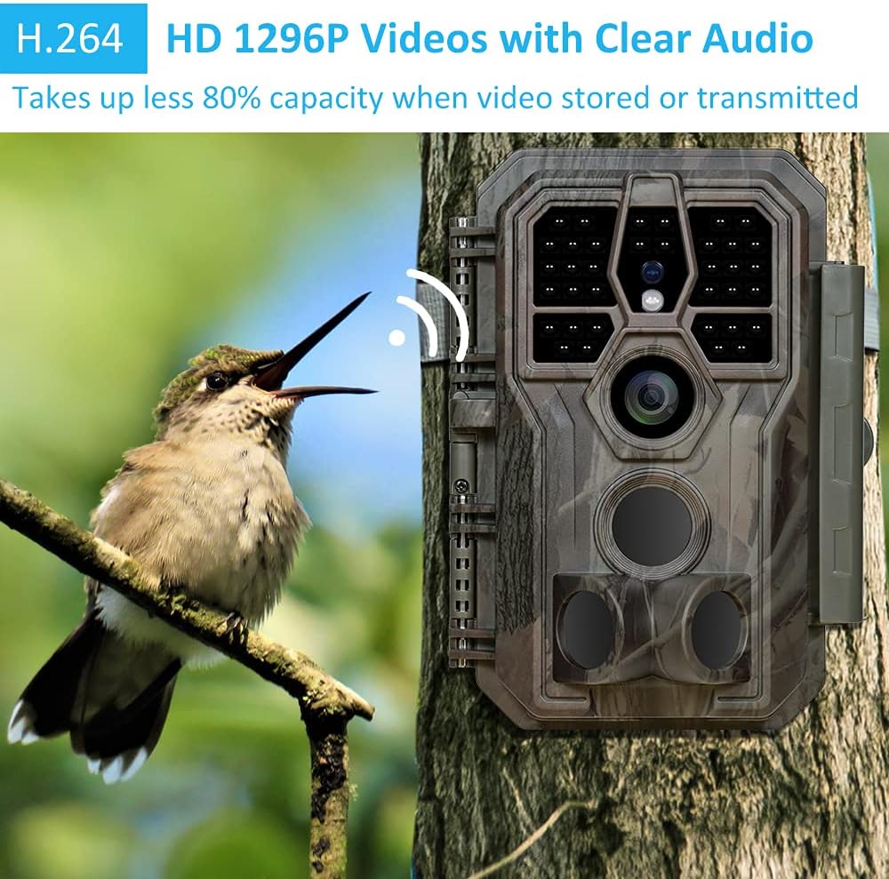GardePro E5S Trail Camera 32MP 1296P Game Camera with 100ft Night Vision Ultra Fast 0.1S Motion Activated Waterproof, Camo