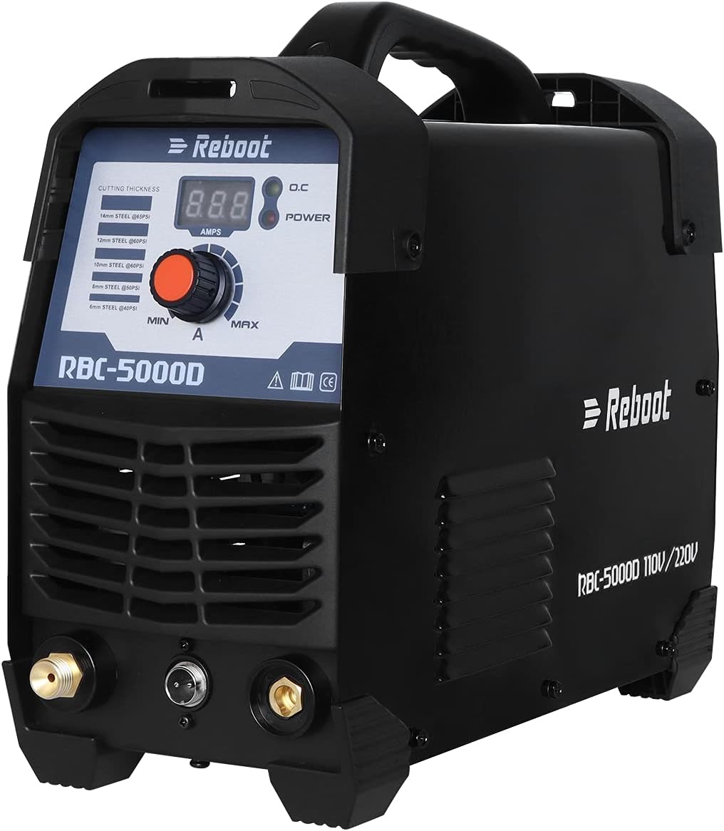 Reboot Plasma Cutter,50 Amp 1/2" Clean Cut CUT50D 110V/220V IGBT Air Plasma Cutting Machine Compact Metal Cutter High Frequency Inverter Cutting for Alloy Mild Steel Cast Iron and Chrome-Black