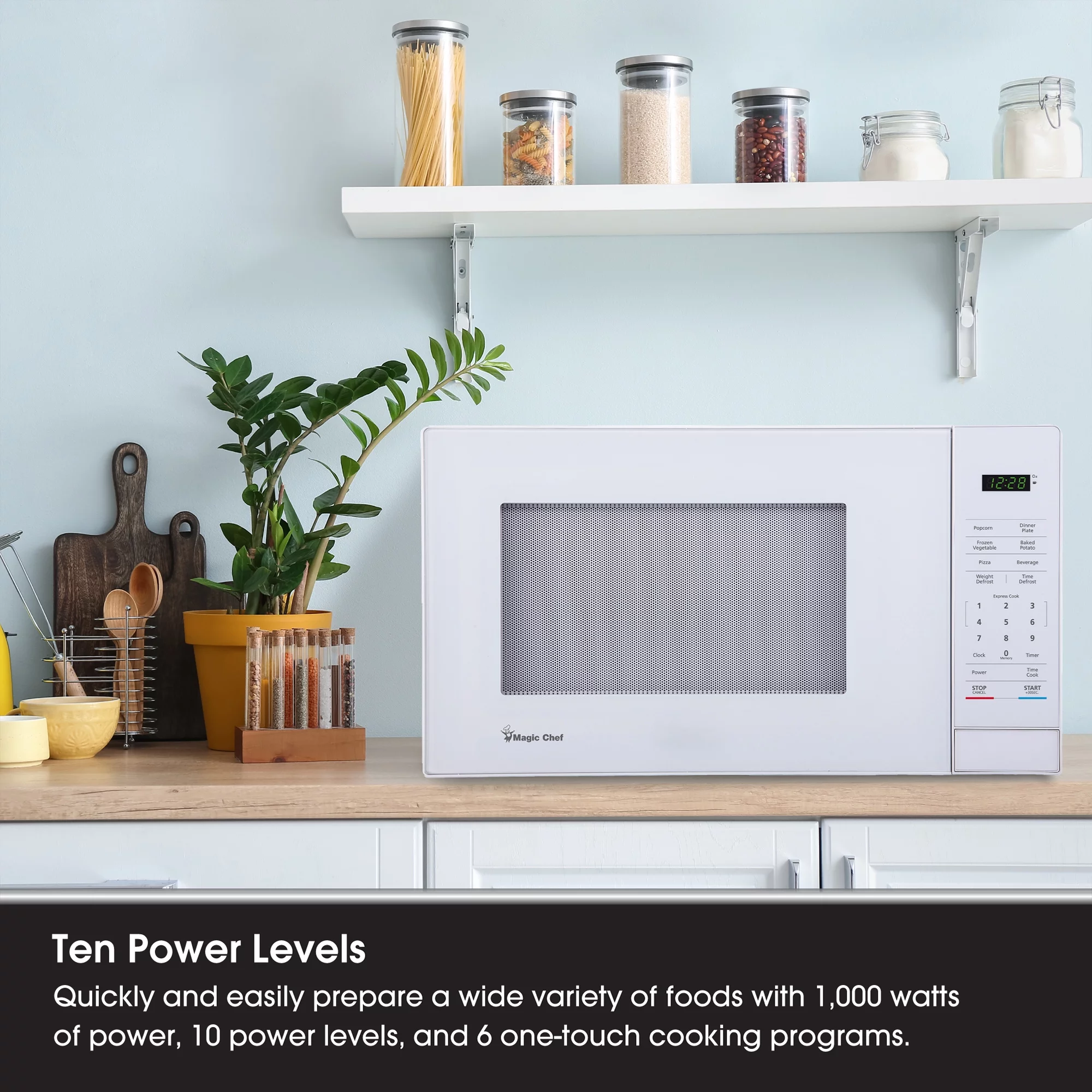 Magic Chef MC110MW Countertop Microwave Oven, 1,000 Watts, White