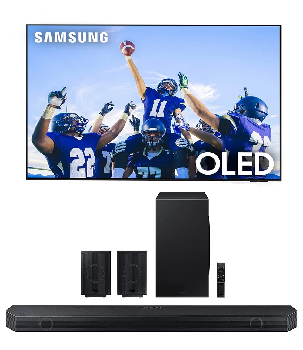 Samsung QN65S95CAFXZA 65" Ultra Slim 4K Quantum HDR OLED Smart TV with a Samsung HW-Q990C 11.1.4ch Soundbar with Rear Speakers and Dolby Atmos (2023) - Curated Treasures Market