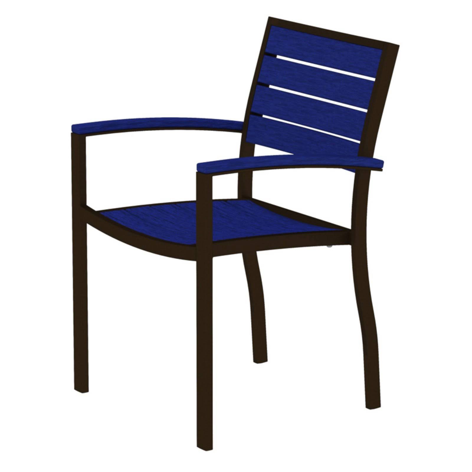 POLYWOOD Euro Dining Arm Chair - Satin White - Pacific Blue
