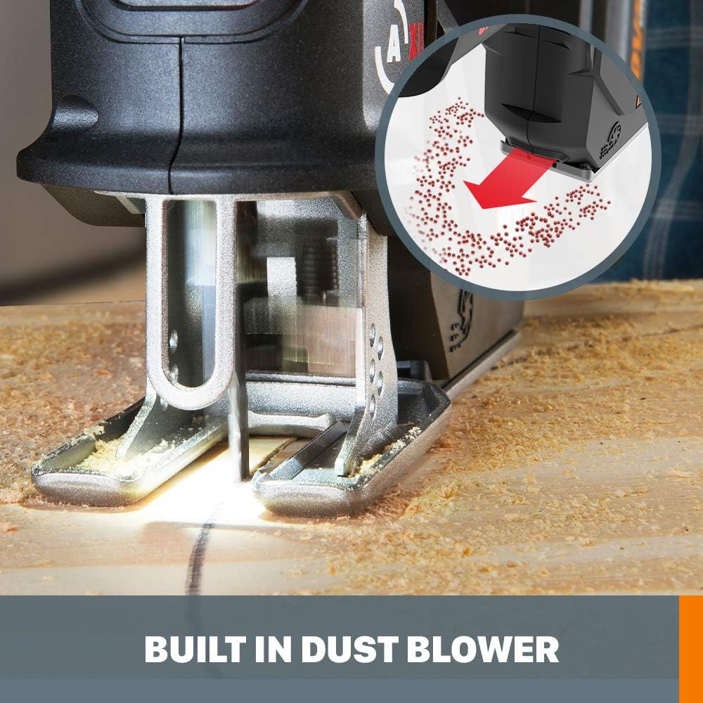 WORX WX550L.5 20V Cordless Reciprocating Saw Jig Saw with Orbital Mode, Variable Speed, & Tool-Free Blade Change System