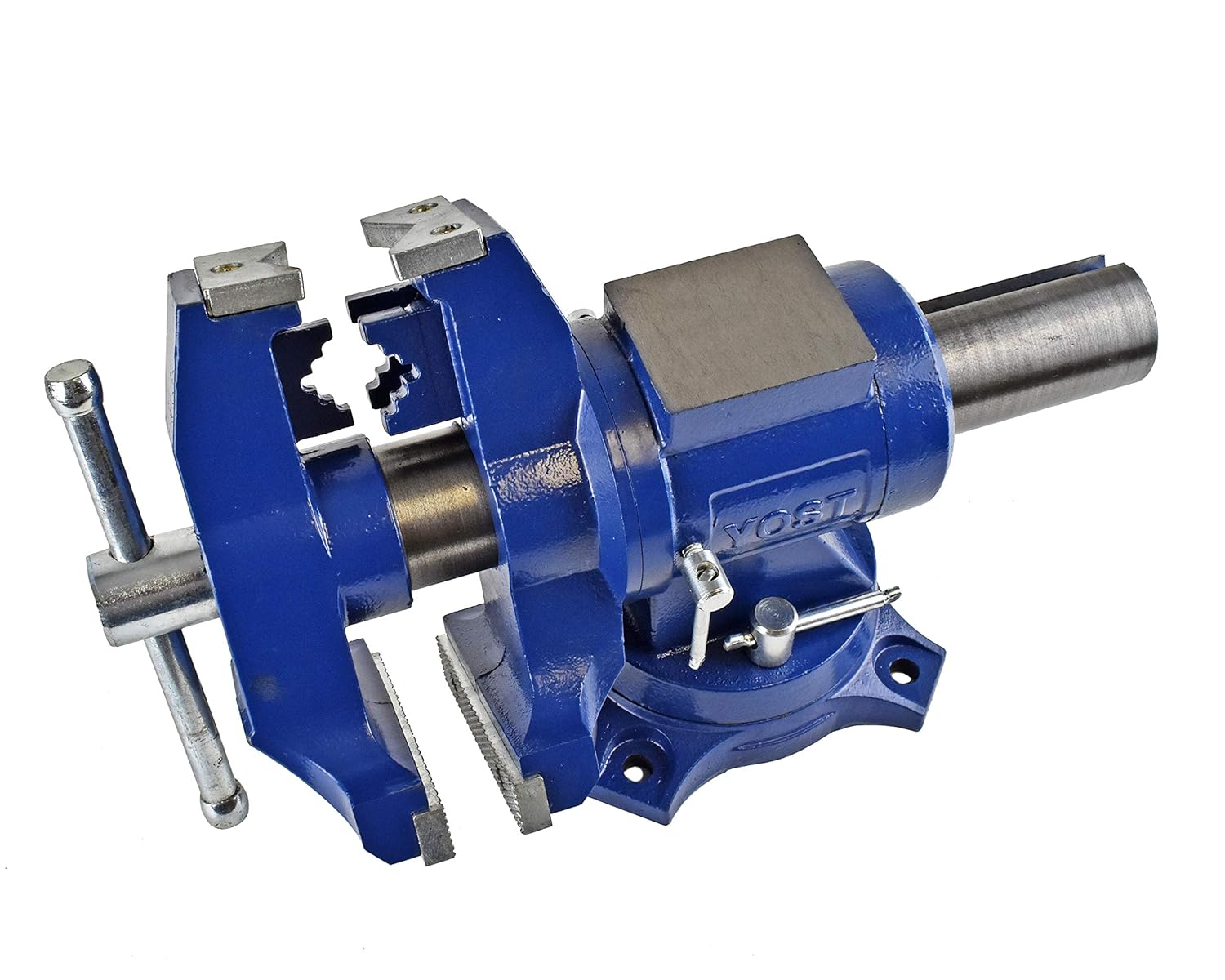 Yost Vises 5" Heavy-Duty Bench Vise, Double Swivel Rotating Vise: Head Rotates 360&deg; Vertically, Body Rotates 360&deg; Horizontally In The Locking Swivel Base, (Model 750-E; 1-Pack)