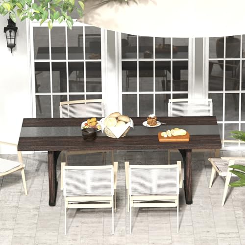 STHOUYN 71" Farmhouse Dining Kichen Table for 6 8, Rectangle Large Wood Dining Room Table, Rustic Long Dinner Table, Conference Table (Brown)