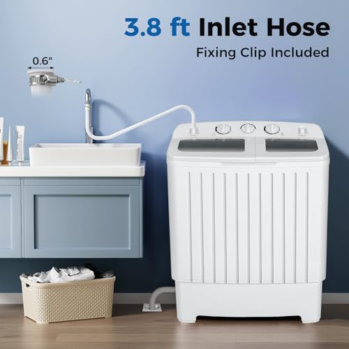 COSTWAY Portable Washing Machine, Twin Tub 20 Lbs Capacity, Washer(12 Lbs) and Spinner(8 Lbs), Durable Design, Timer Control, Compact Laundry Washer for RV, Apartments and Dorms