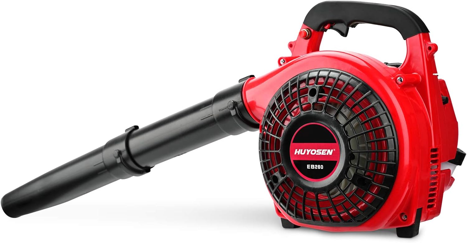 HUYOSEN Leaf Blowers 2-Cycle Engine 26CC Gas Blower Cordless Handheld Gasoline Blower with Nozzle Extension for Lawn Care,Double Length Tube Lightweight Gas Leaf Blower for Blowing Leaf/Snow Red Black