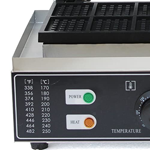 Commercial Belgian Waffle Maker Machine, Adjustable Temperature & Time Control, Stainless Steel Square Pancake Baking Nonstick Plates