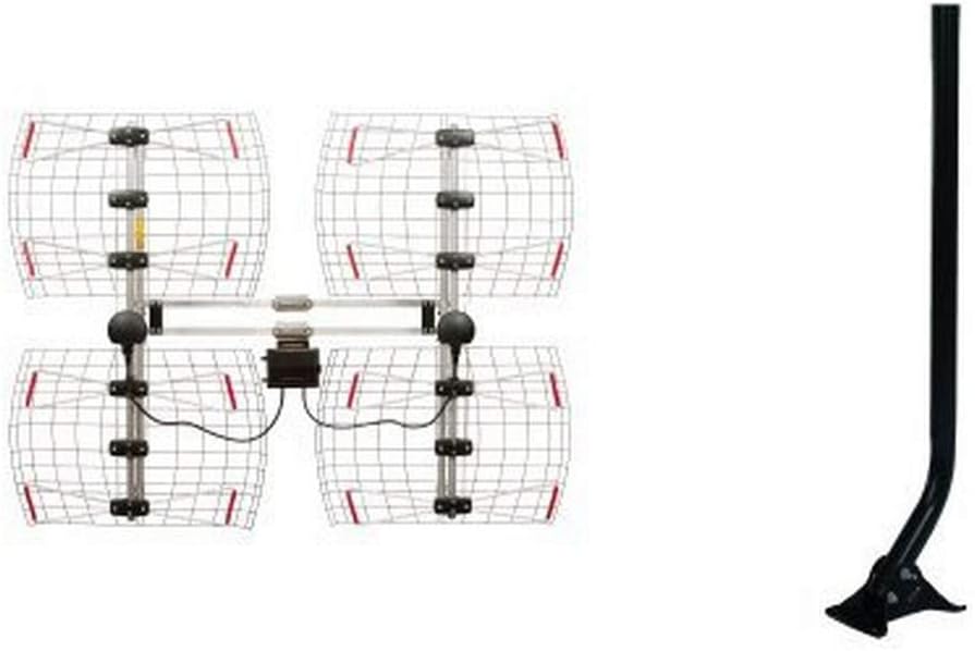 Antennas Direct 8-Element Bowtie TV Antenna, 70 Miles Range, Multi-directional, Indoor, Attic, Outdoor Applications, Special Bracket to Turn Both Panels, All-Weather Mounting Hardware, Adjustable Mast Clamp, 4K Ready, Silver - DB8e - DB8-E