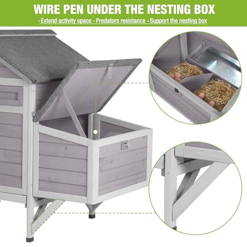 GUTINNEEN Chicken Coop Outdoor Chicken House with Nesting Box Waterproof Duck Coop for Backyard.Raise Legs