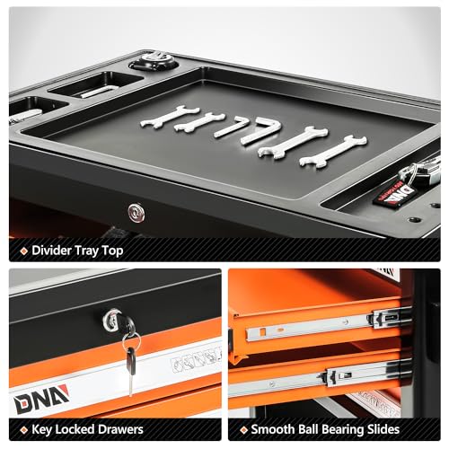 DNA MOTORING 7-Drawer Rolling Tool Cabinet Chest with Keyed Locking System Non-Slip Mat, for Garage Warehouse Workshop, Green, TOOLS-00399