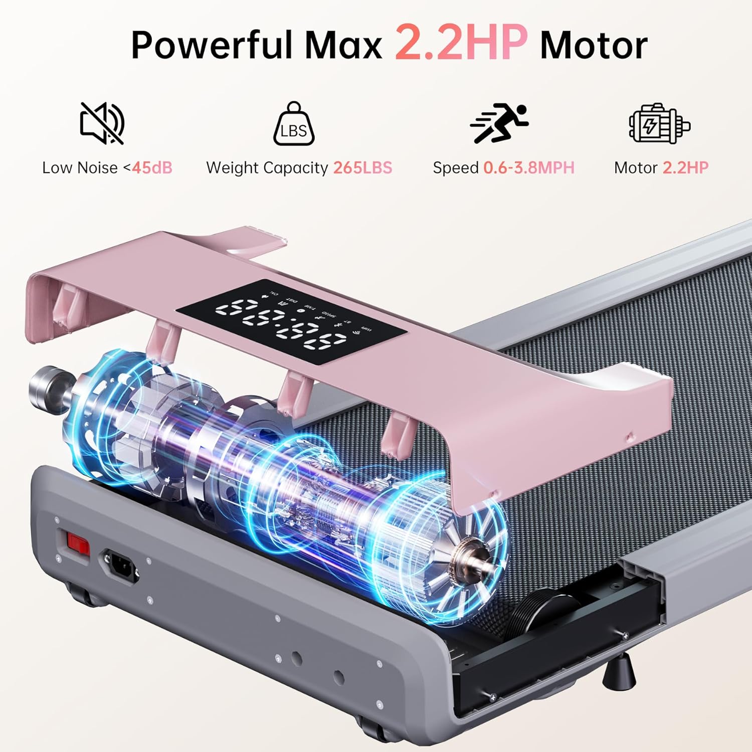 Walking Pad Treadmill, Under Desk Treadmill with 300 Lb Capacity, Quiet Walking Treadmill for Home Office, Portable Small Walking Pad with Smart APP, Remote Control, LED Display