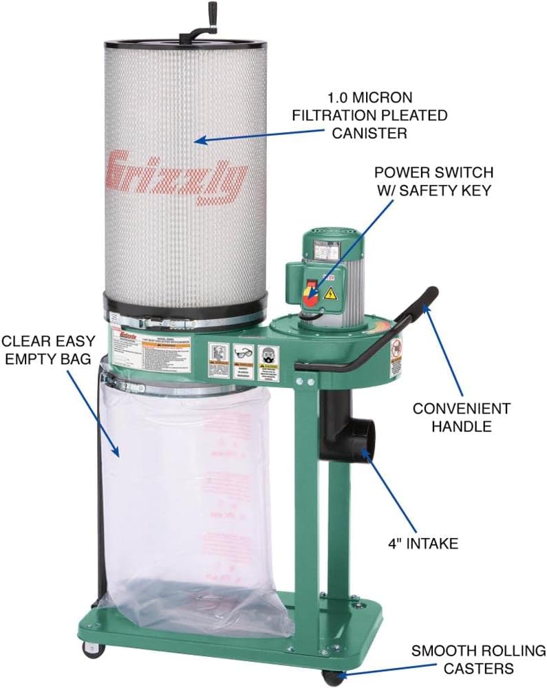 Grizzly G0583Z 1 HP Canister Dust Collector