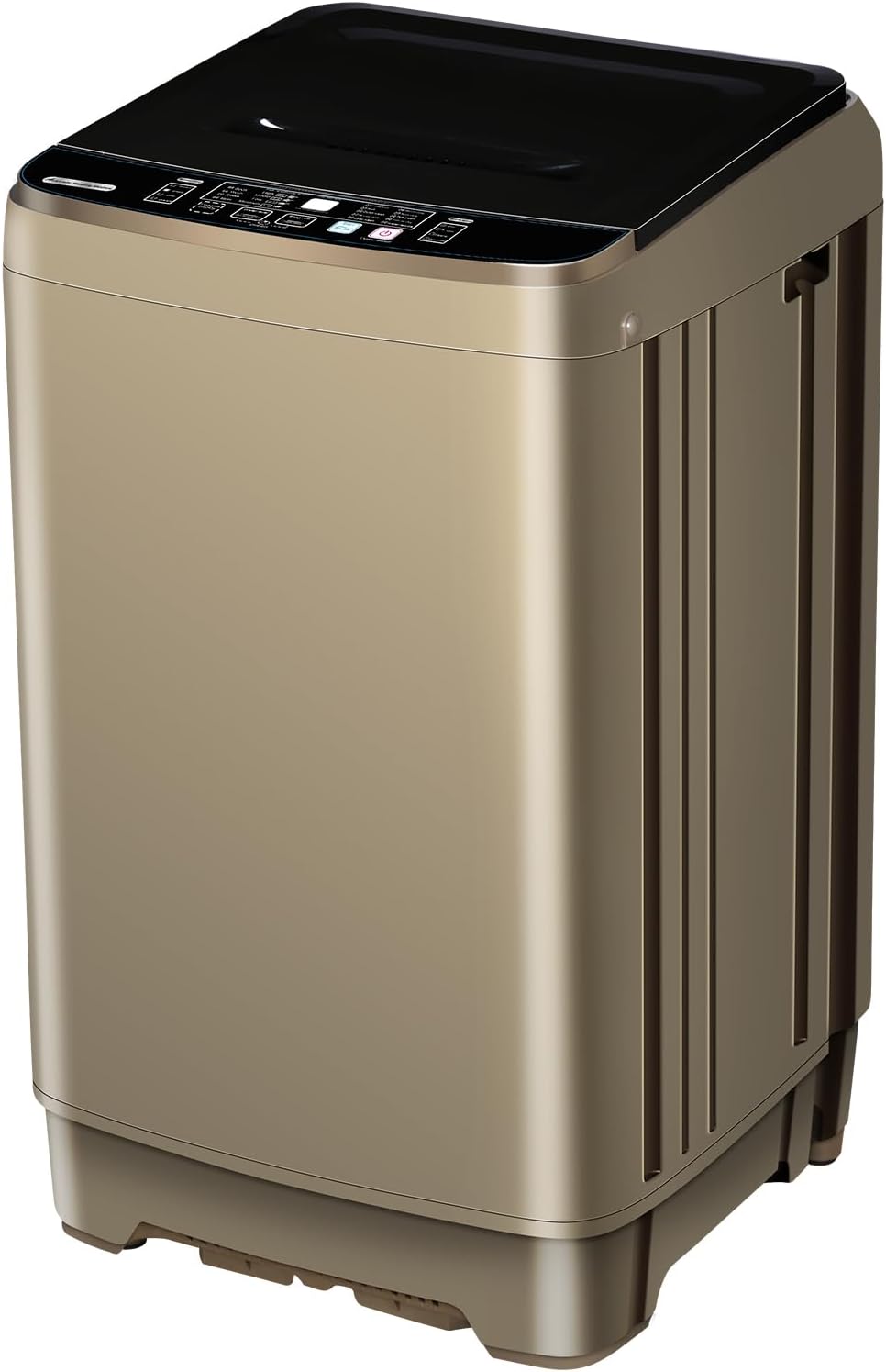 Full Automatic Washing Machine with LED Display, 10 Programs & 8 Water Levels Selections, 15.6Lbs for Home, RV, Camping, Apartment, Dorm - Gold