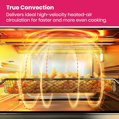 VAL CUCINA Retro Infrared Heating Air Fryer Toaster Oven, Extra Large Countertop Convection Oven 10-in-1 Combo, 6-Slice Toast, 12-inch Pizza, Enamel Baking Pan Easy Clean, Super Fast with Recipe Book,