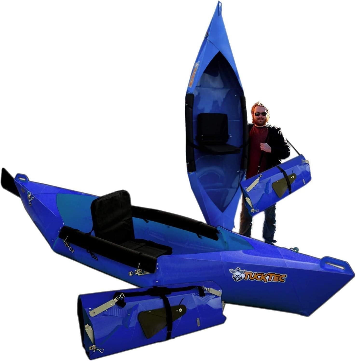 Tucktec Advanced 10 Foot Foldable Kayak Folding Canoe, Portable Lightweight, Boat Fits in Your Car No Roof Rack Needed, Stronger Than Inflatable, for Kids or Adult