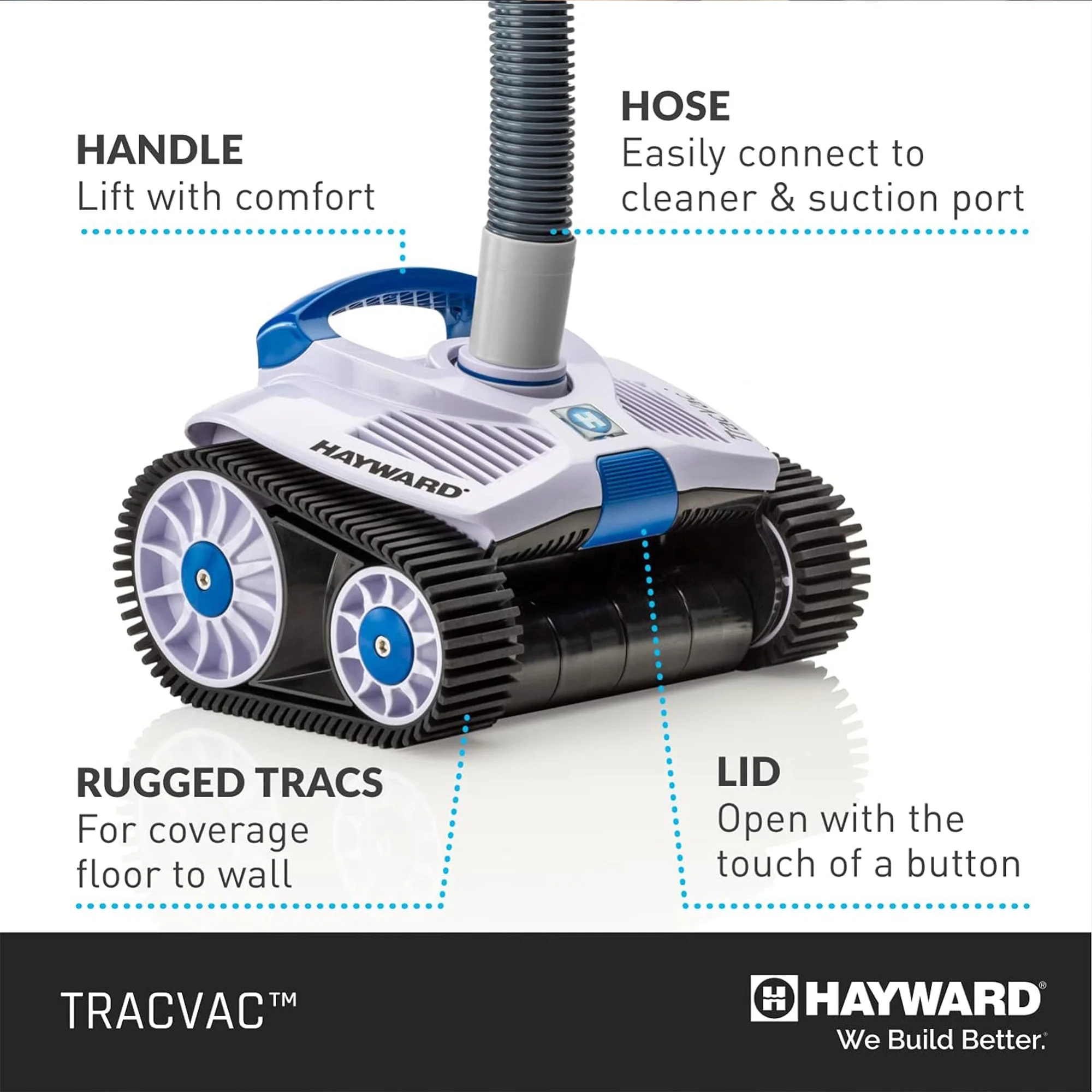 Hayward TracVac Lightweight In Ground Pool Suction Vacuum Cleaner, White