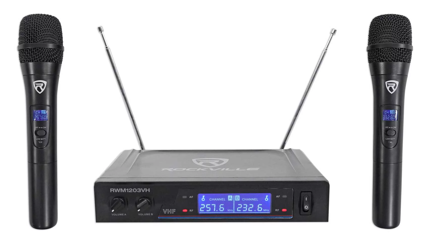 (2) Rockville KPS12 12" 3-Way 1600w Karaoke/Pro Speakers+Amplifier+Wireless Mics