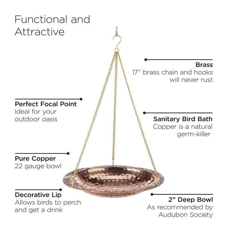 Good Directions Pure Copper Bird Bath on Garden Pole