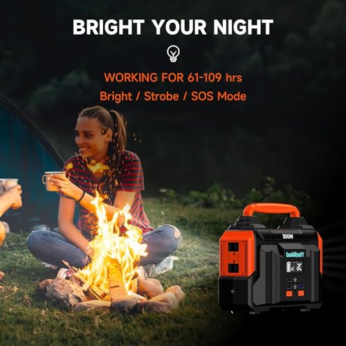 Portable Power Station 300W 257wh Lithium Battery Bailibatt Small Portable Generator for Home Use Camping Travel Emergency Hunting Outdoor - Black