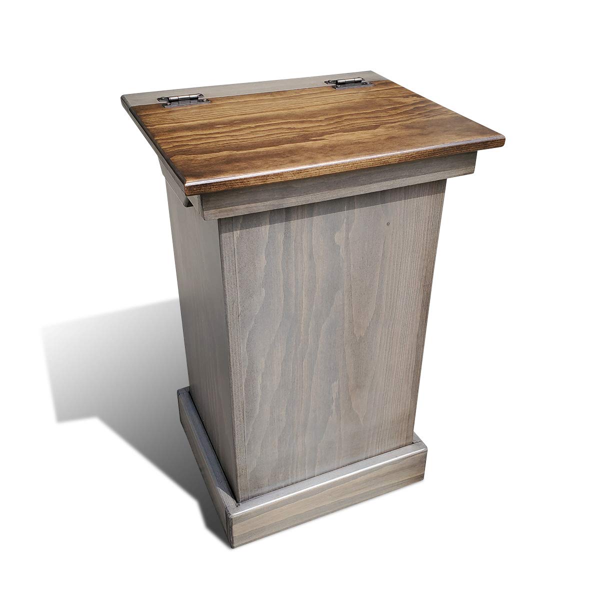Wooden Lift Top Trash Can Cabinet, Handmade Solid Wood Hideaway Trash Holder (Cherry)