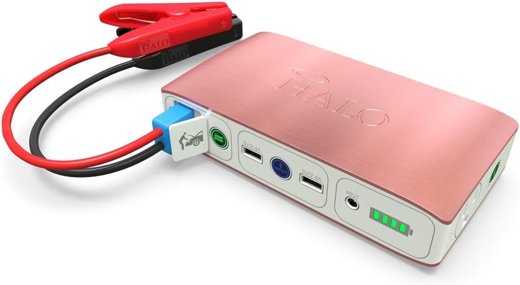 HALO Bolt 58830 mWh Portable Phone Laptop Charger Car Jump Starter with AC Outlet and Car Charger - Black Graphite