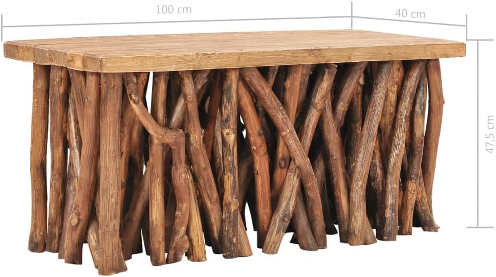 vidaXL Solid Reclaimed Wood and Teak Wood Coffee Table - Rustic Design Living Room Furniture with Unique Authentic Value and Exquisite Craftsmanship