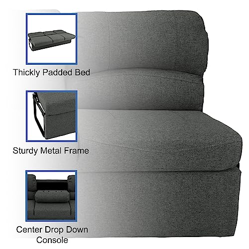RecPro 72" RV Jackknife Sleeper Sofa with Drop-Down Console | Cloth Fabric | 2 Colors to Choose from | Furniture for RV and Camper (Fossil Cloth)