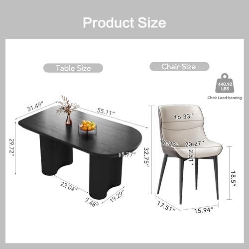 Dining Table Set for 6, Accent Dining Table with 6 Chairs, 55" Oval Table with Comfy High Elasticity Chairs, Modern Dining Tables with 6 Chairs for Dining Room, Kitchen