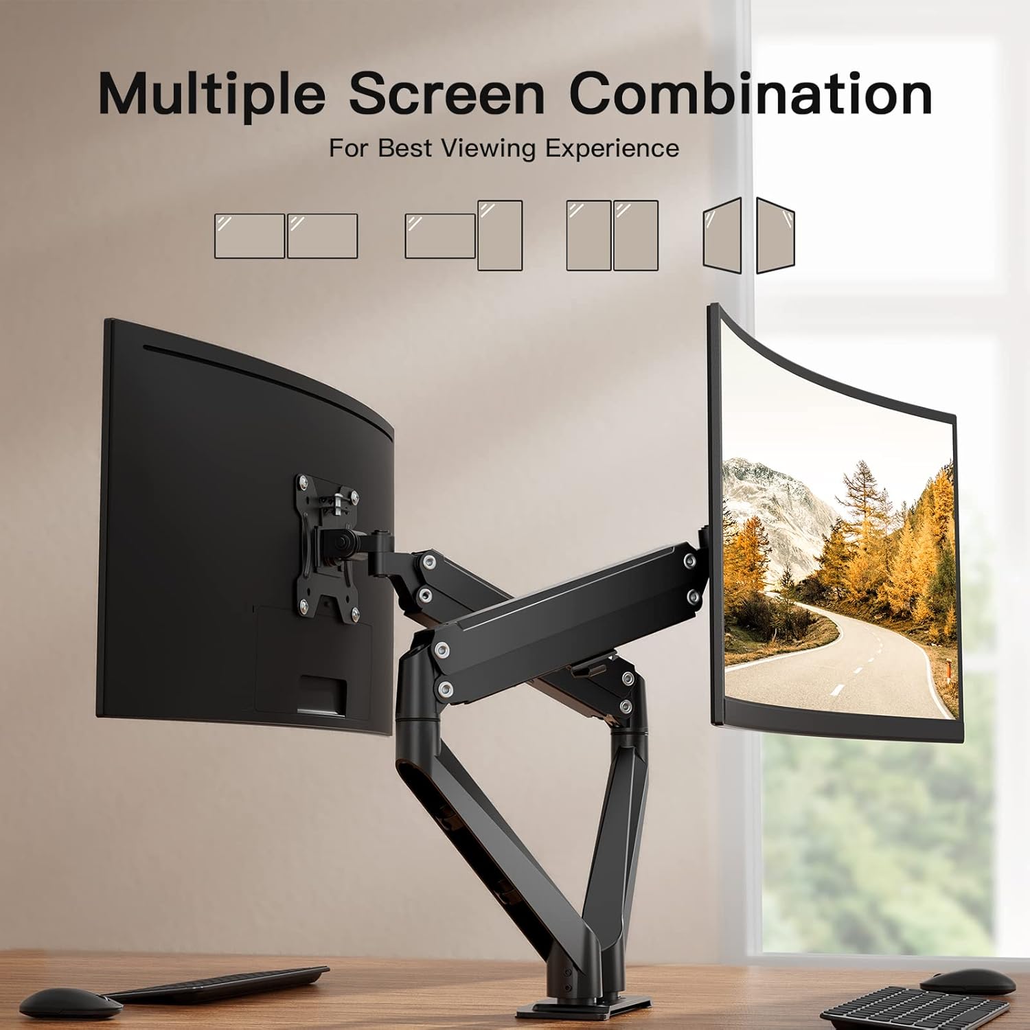 ErGear Dual Monitor Stand, Dual Monitor Mount for 13-30 inch Screens up to 17.6lbs, VESA 75x75mm-100x100mm, Dual Monitor Arms with 180° Swivel, Tilt, 360° Rotation for Home and Office Pack of 2