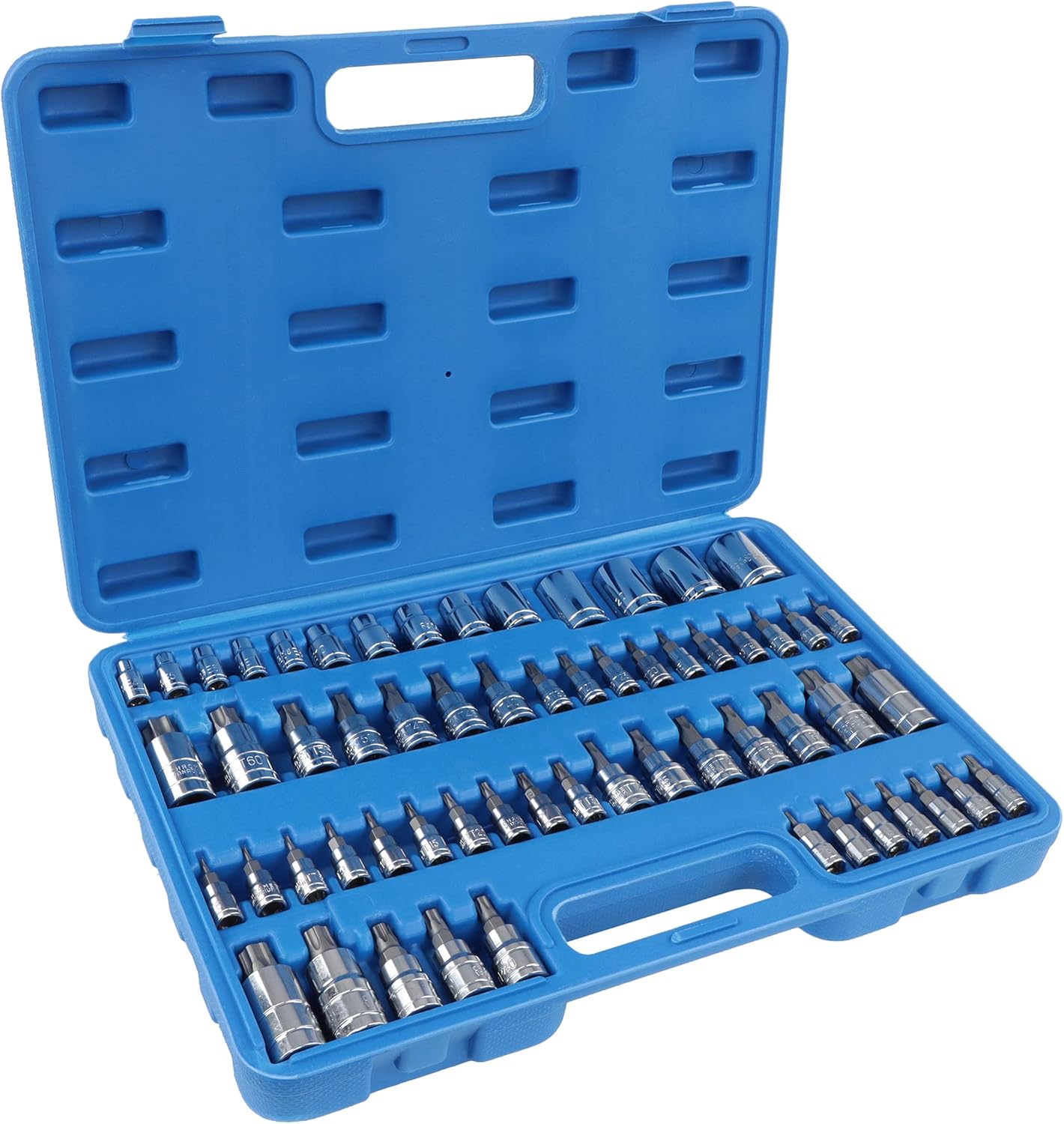 ABN Torx Bit Socket Set - 60 Pc Steel Star Bit Set Tamperproof, Torx Plus, and External Torx Socket Set with Case