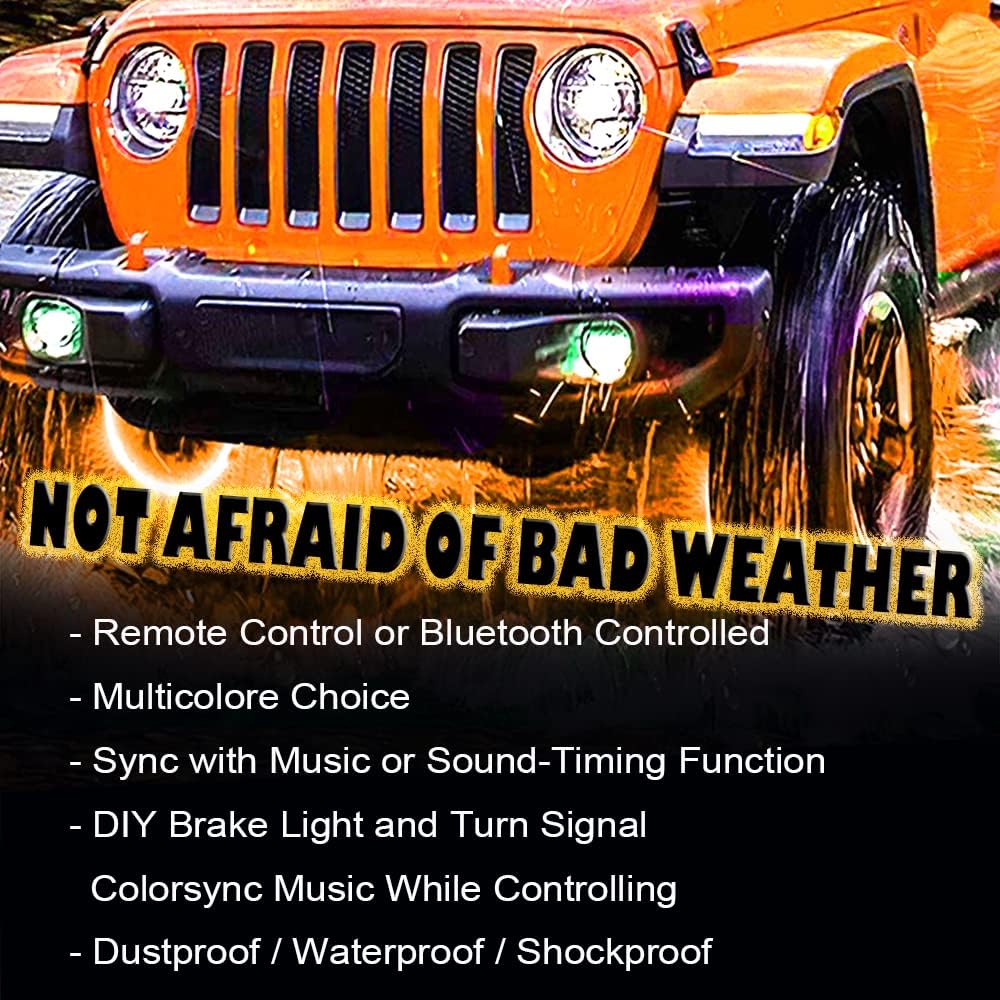 15.5IN RGB LED Wheel Light Kit-4PCS Single Row,Multicolor/waterproof,with Lock Function w/Turn Signal/Braking Functionand Can Controlled by Remote/app,Applicable to all trucks.SUVs