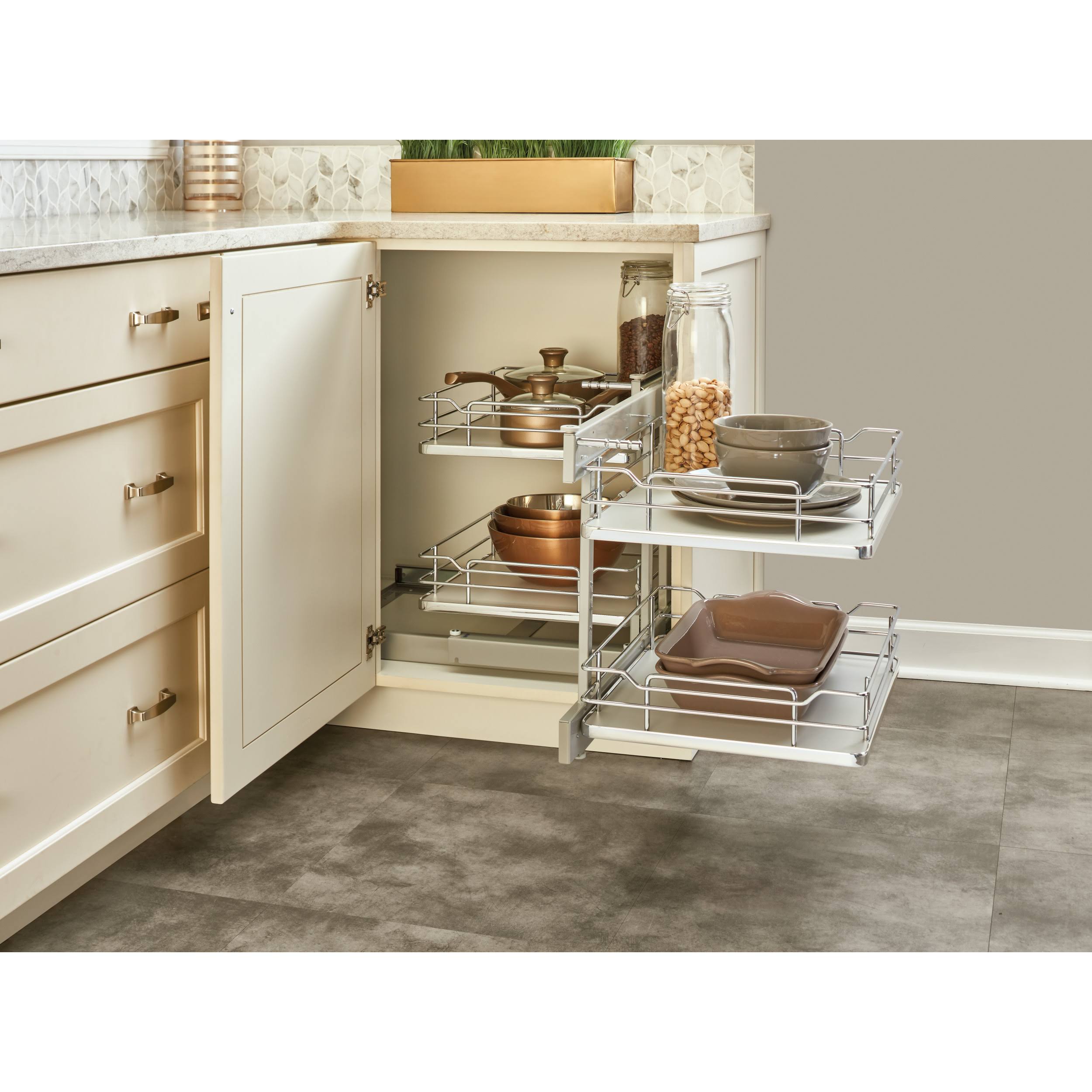 Rev-A-Shelf 18 in. Gray Blind Corner Organizer Soft-Close