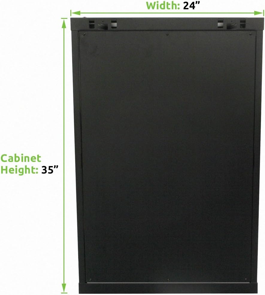 NavePoint 18U Deluxe IT Wallmount Cabinet Enclosure 19-Inch Server Network Rack with Locking Glass Door 24-Inches Deep Black with Shelves