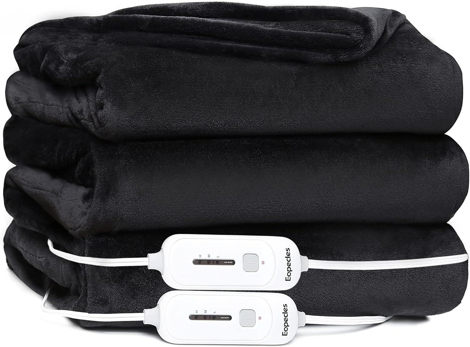 Eopecles Electric Blanket Heated Throw, 50x60 Reversible Flannel, with 4 Hours of Auto-Off & 3 Heating Levels and ETL Certification, Home Office Use & Machine Washable, Black