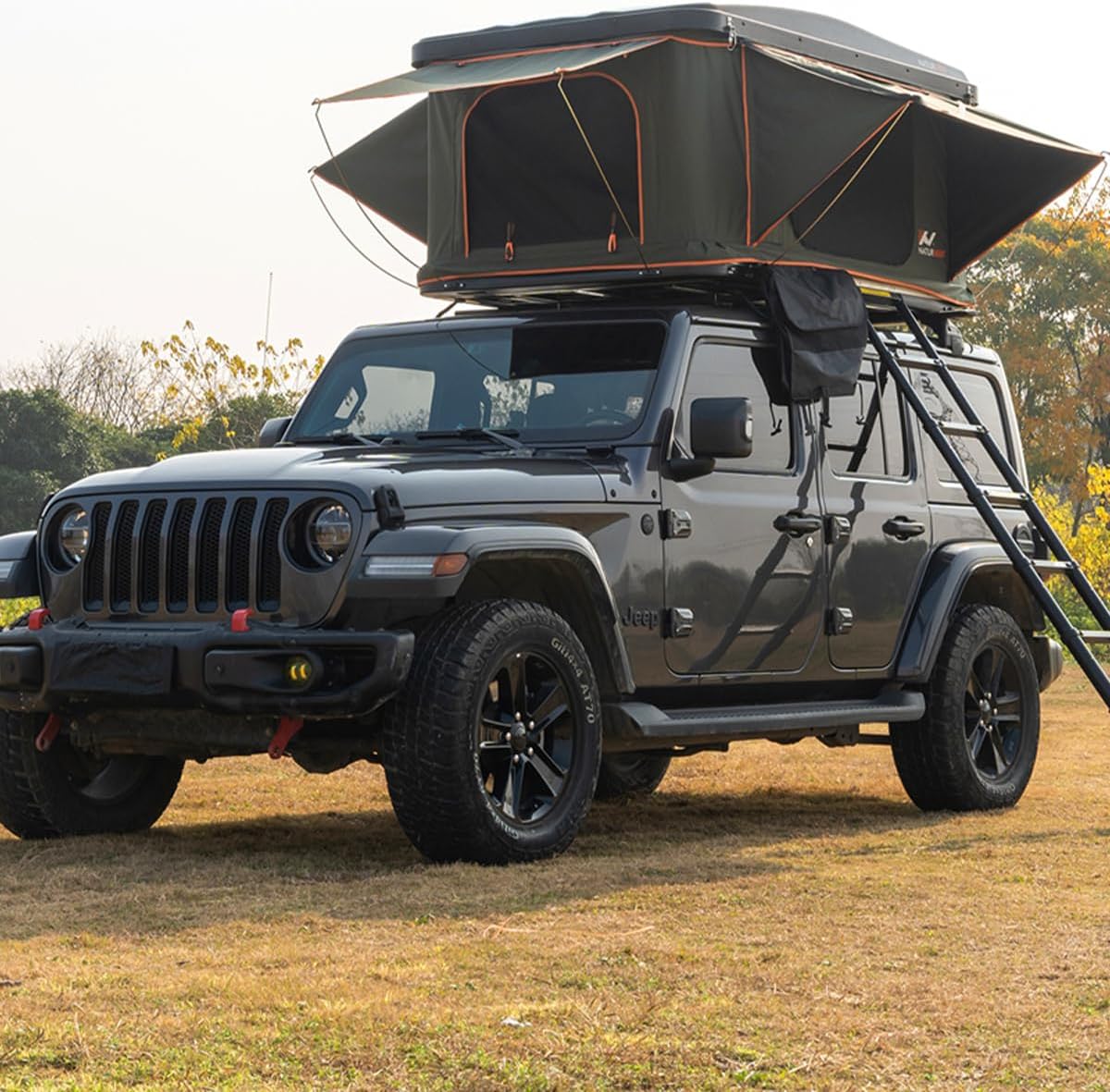 Naturnest Rooftop Tent Hard Shell, Naturnest Orion Roof Top Tent, Boxy Camping Tent, Pop Up Tents with USB Port and AC Vent for Van,Pickup Truck,RV,SUV Tent
