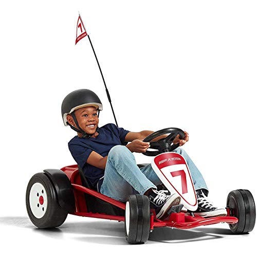 Radio Flyer 36V Battery-Powered Kids Electric Go-Kart with Adjustable Seat, Rubber Wheels, Grey