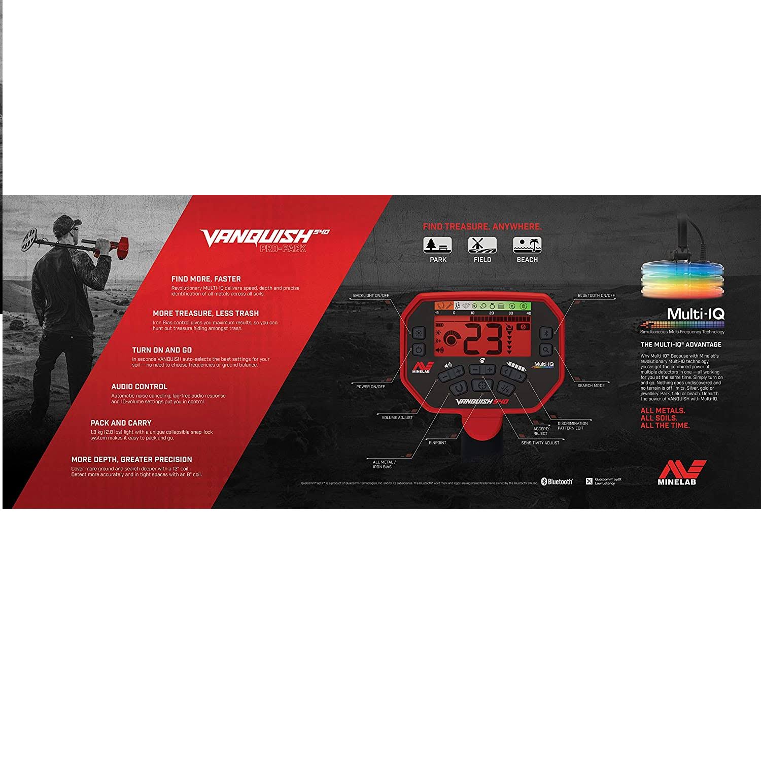 Minelab Vanquish 540 Metal Detector - Pro Pack