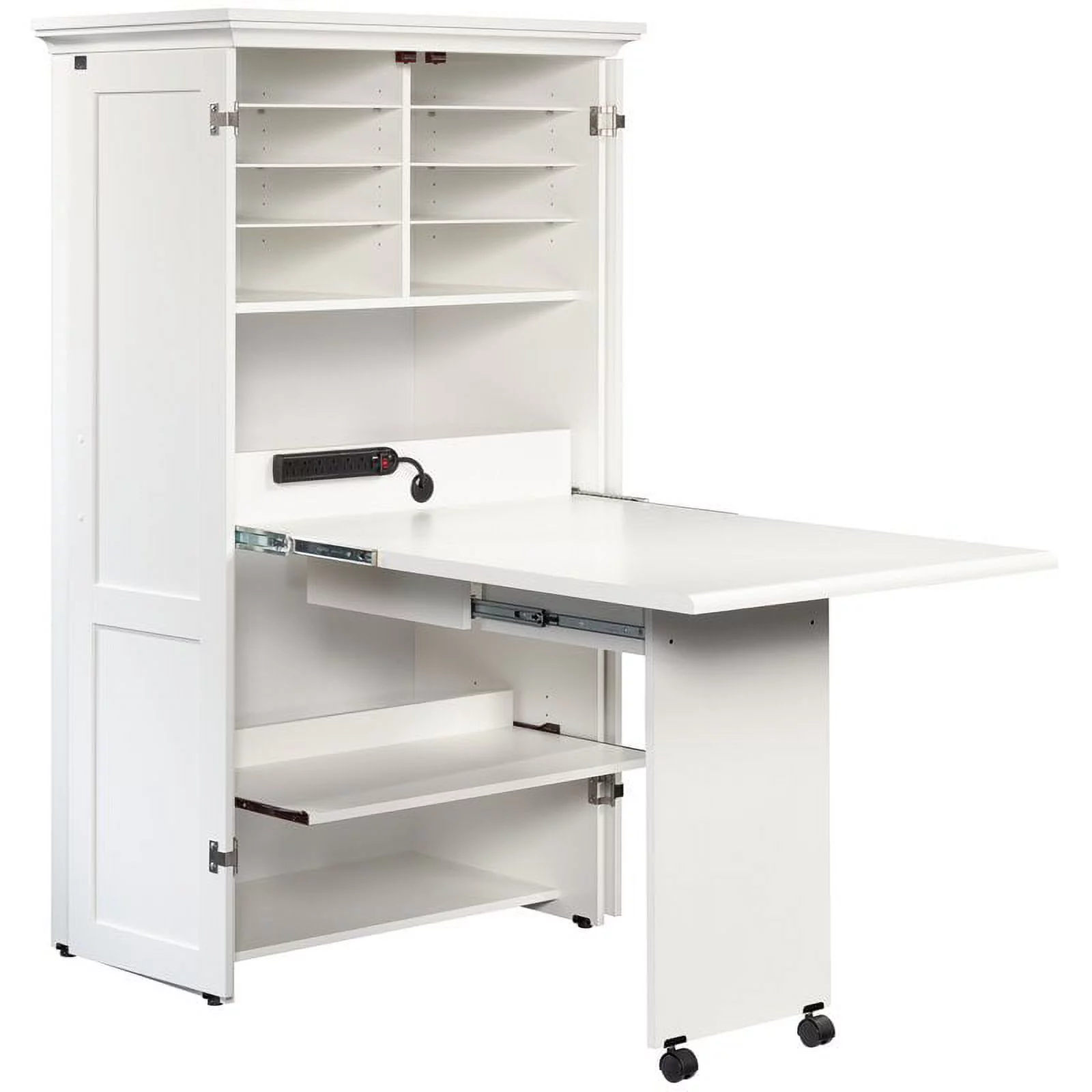 Pemberly Row Modern Engineered Wood Multi-Purpose Storage Craft Armoire in White - Curated Treasures Market