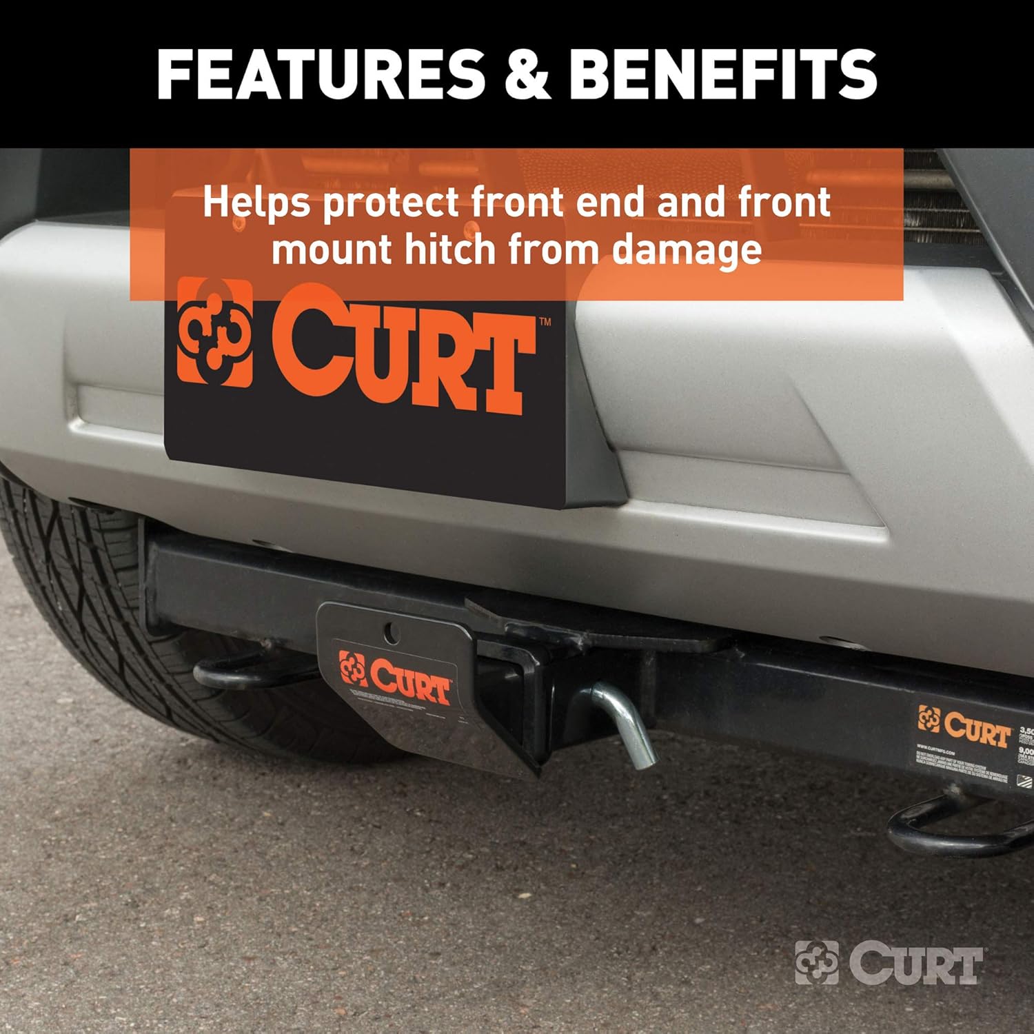 CURT 31007 Trailer Hitch Skid Plate for 2-Inch Receiver Pack of 2