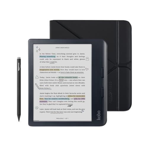 Kobo Libra Colour Black eReader with Case Bundle