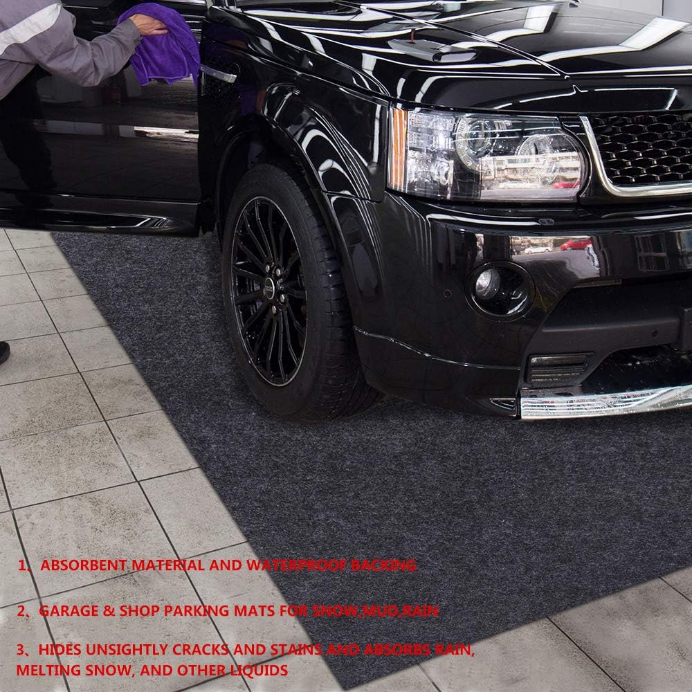 Delooant Garage Floor mats for Under Cars, Absorbent,Waterproof,Washable Garage & Shop Parking Mats for Snow,Mud,Rain (Garage Mats:7.56FT x 6.56FT)