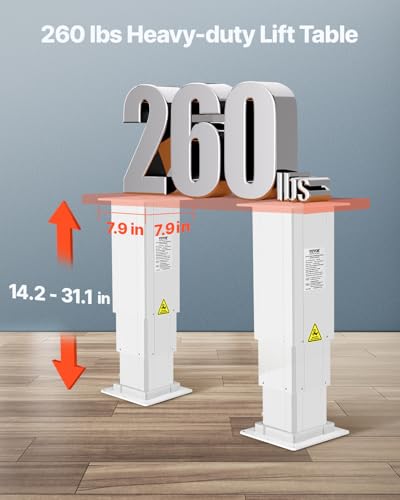 VEVOR Electric Lifting Column System, 176 lbs Lift Table, 14.2-31.1 in Height Range, Three-Stage Adjustable Desk Column, Telescopic Table Leg, Comes with Power-Supply Option to Control up/Down Motion