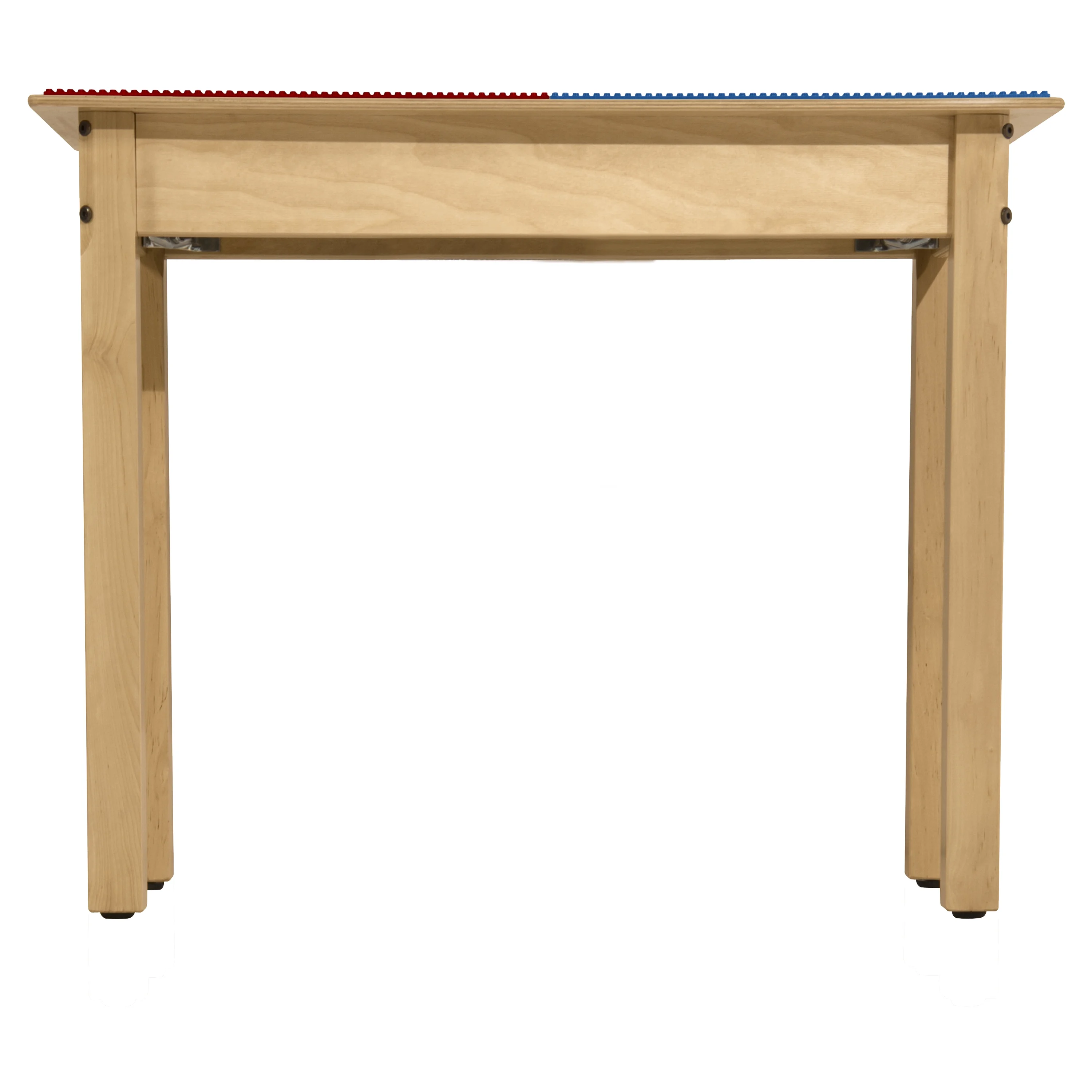Time-2-Play Montessori Wooden Table, Red N Blue Lego Compatible Blocks Play Table, Activity Desk for Kids Playroom School