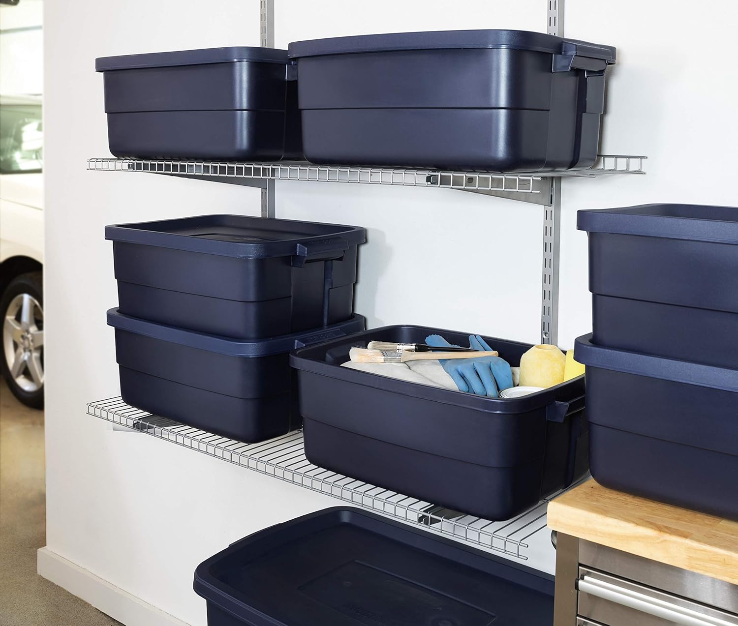 Rubbermaid Roughneck️ Storage Container, 10 Gal - 8 Pack, Dark Indigo Blue, 8 Count