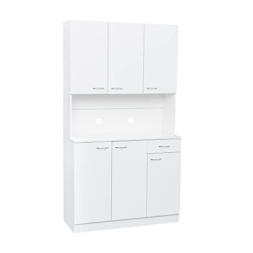 SHMAO 39" W Wardrobe Armoire Closet, Tall Freestanding Armoire Wardrobe Cabinet with Doors and Storage Shelves, Wood Closet Bedroom Clothes Organizer, Large Closet Storage Cabinet for Bedroom - White